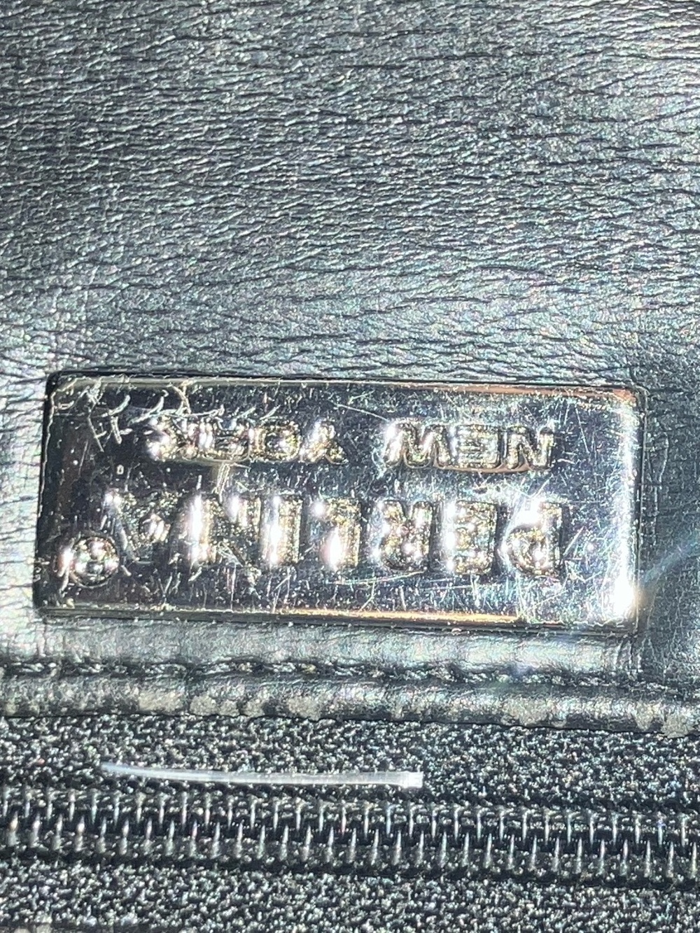 Perlina New York soft black genuine leather purse 12”x12”x4”, black
